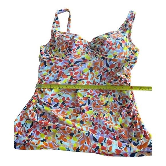 Anne Cole Orange Navy Retro TwistFront Underwire Tankini Swim size 34C/36B - Picture 5 of 15